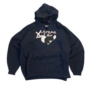 Vintage Hanes Ultimate Cotton X-treme Air Snowboarding Hoodie Navy Blue XL